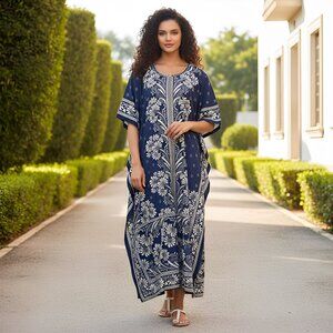 Women Plus Size Loose Caftan Dress Floral Printed Mumu Maxi Dress by Gypsie Blu